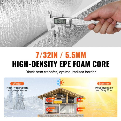 Double Reflective Insulation Roll Foam Core Radiant Barrier 5.5mm 48 in x