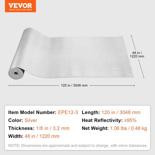 Double Reflective Insulation Roll Foam Core Radiant Barrier 3.2 mm 48 in x