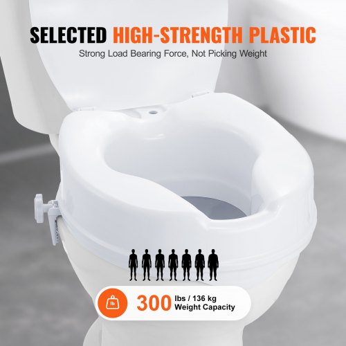 Raised Toilet Seat 4 Height Raised 300 lbs Weight Capacity Universal