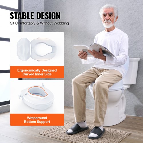 Raised Toilet Seat 4 Height Raised 300 lbs Weight Capacity Universal