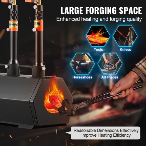 Portable Propane Forge 3 Burner Farrier Forge 2600 Tool Knife Metal Forge – 03A