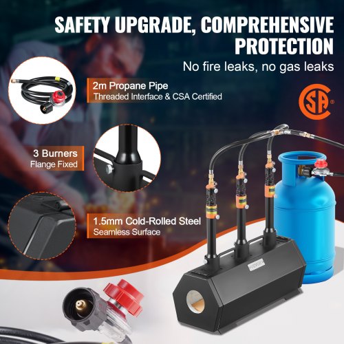 Portable Propane Forge 3 Burner Farrier Forge 2600 Tool Knife Metal Forge – 03A