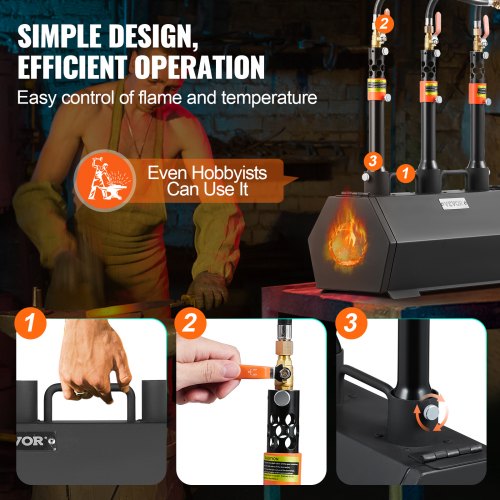 Portable Propane Forge 3 Burner Farrier Forge 2600 Tool Knife Metal Forge – 03A