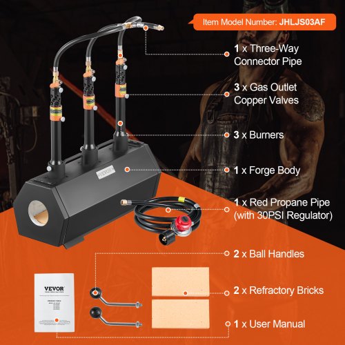 Portable Propane Forge 3 Burner Farrier Forge 2600 Tool Knife Metal Forge – 03A