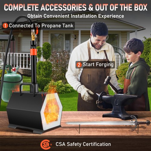 Propane Forge Portable Single Burner Tool and Knife Making Large Capacity
