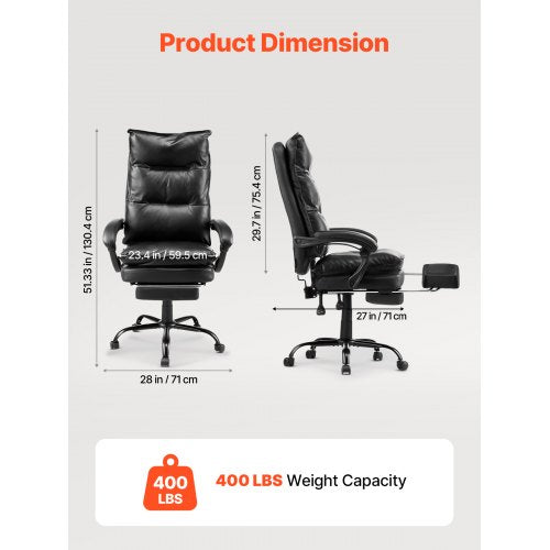 Executive Office Chair with Footrest 400lb Capacity Office Chair with Footrest