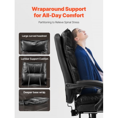 Executive Office Chair with Footrest 400lb Capacity Office Chair with Footrest