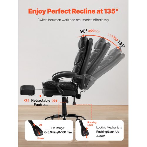 Executive Office Chair with Footrest 400lb Capacity Office Chair with Footrest
