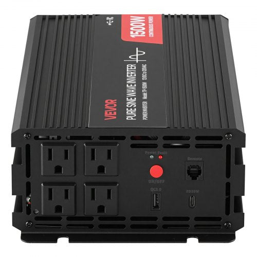 1500W Power Inverter 12V Dc To 120V Ac Pure Sine Wave Car Charger Converter