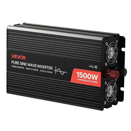 1500W Power Inverter 12V Dc To 120V Ac Pure Sine Wave Car Charger Converter