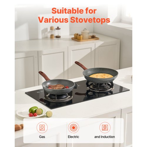 Frying Pan Skillet Aluminum Egg Fry Pans 3 Piece Set 95 11 12