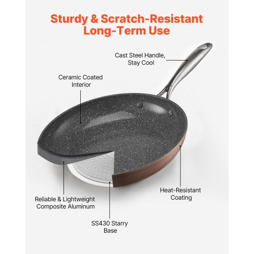 Frying Pan Skillet Aluminum Egg Fry Pans 3 Piece 8 10 12 in Nonsitck