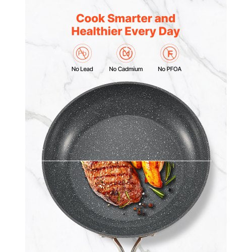 Frying Pan Skillet Aluminum Egg Fry Pans 3 Piece 8 10 12 in Nonsitck