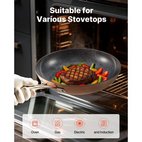 Frying Pan Skillet Aluminum Egg Fry Pans 3 Piece 8 10 12 in Nonsitck