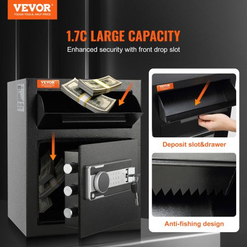 17 Cub Depository Safe Deposit Safe with Drop Slot Electronic Code Lock
