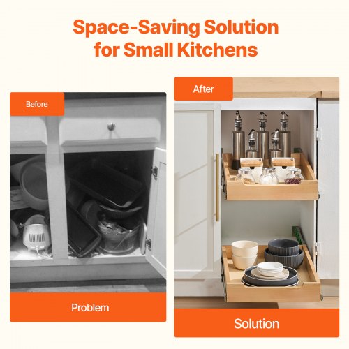 Pull Out Cabinet Organizer 14W x 21D Cabinet Drawer Soft Close Slide out