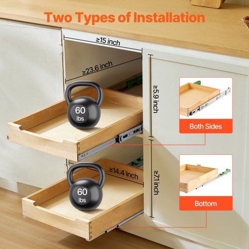 Pull Out Cabinet Organizer 14W x 21D Cabinet Drawer Soft Close Slide out