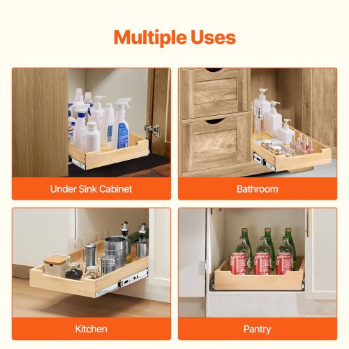 Pull Out Cabinet Organizer 14W x 21D Cabinet Drawer Soft Close Slide out