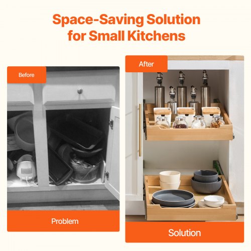 Pull Out Cabinet Organizer 17W x 21D Cabinet Drawer Soft Close Slide out