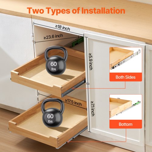 Pull Out Cabinet Organizer 17W x 21D Cabinet Drawer Soft Close Slide out
