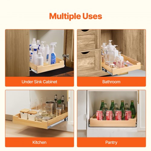 Pull Out Cabinet Organizer 17W x 21D Cabinet Drawer Soft Close Slide out