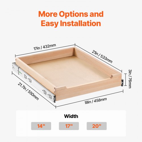 Pull Out Cabinet Organizer 17W x 21D Cabinet Drawer Soft Close Slide out