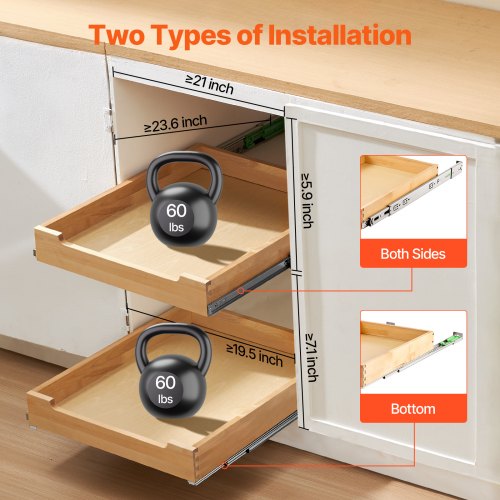 Pull Out Cabinet Organizer 20W x 21D Cabinet Drawer Soft Close Slide out