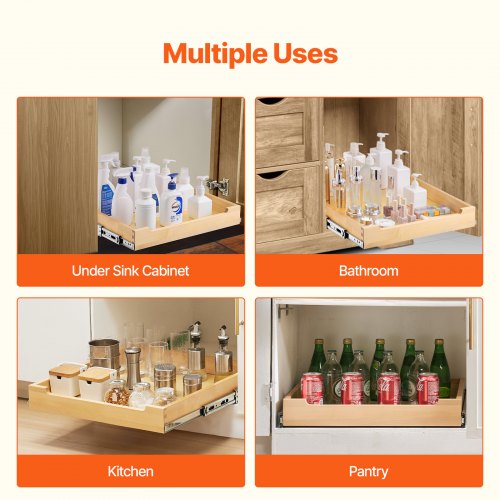 Pull Out Cabinet Organizer 20W x 21D Cabinet Drawer Soft Close Slide out