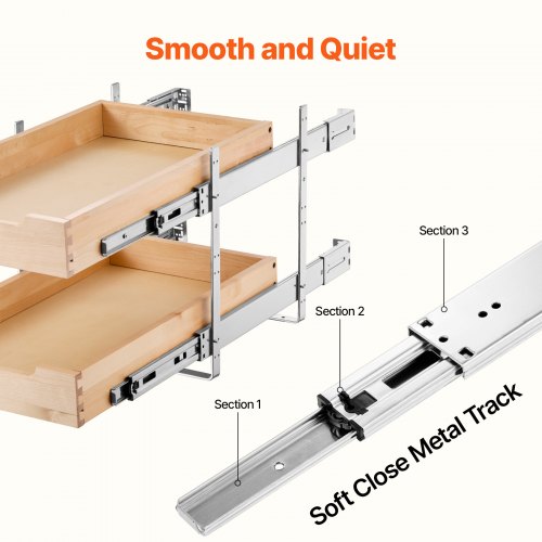 2 Tier Pull Out Cabinet Organizer 14W x 21D Cabinet Drawer Soft Close