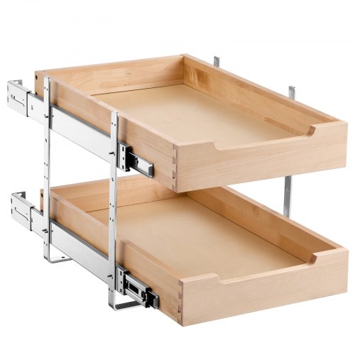 2 Tier Pull Out Cabinet Organizer 14W x 21D Cabinet Drawer Soft Close