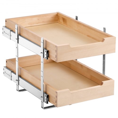 2 Tier Pull Out Cabinet Organizer 14W x 21D Cabinet Drawer Soft Close
