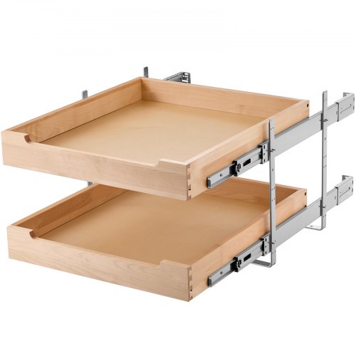 2 Tier Pull Out Cabinet Organizer 20W x 21D Cabinet Drawer Soft Close