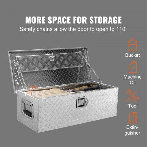 Heavy Duty Aluminum Truck Bed Tool Box Diamond Plate Tool Box with Side
