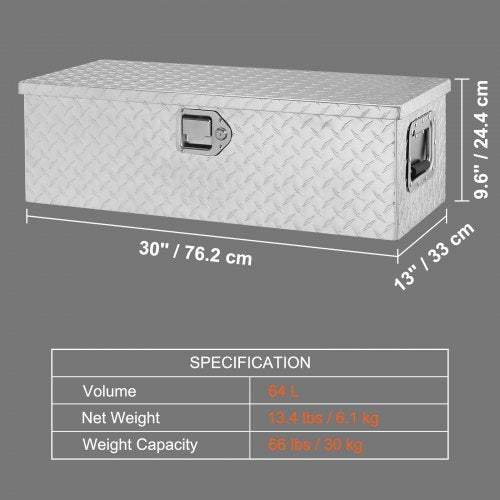Heavy Duty Aluminum Truck Bed Tool Box Diamond Plate Tool Box with Side