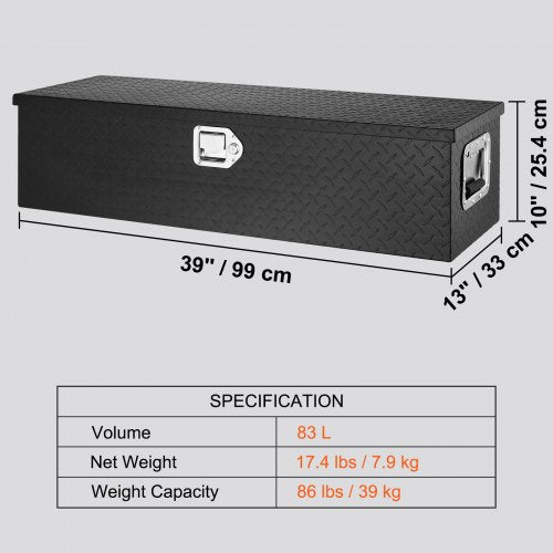 Heavy Duty Aluminum Truck Bed Tool Box Diamond Plate Tool Box with Side