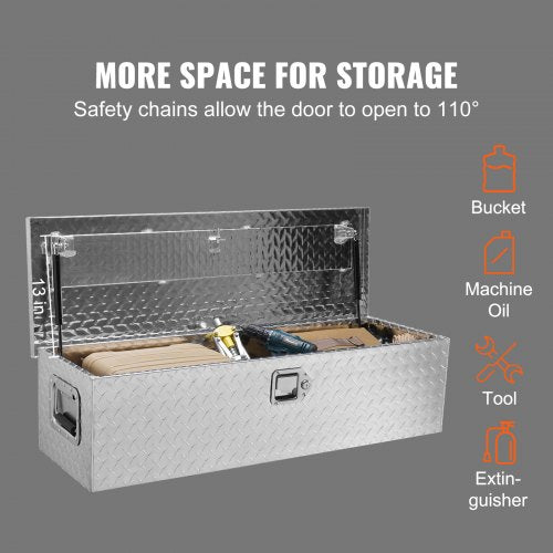 Heavy Duty Aluminum Truck Bed Tool Box Diamond Plate Tool Box with Side