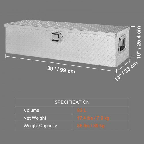 Heavy Duty Aluminum Truck Bed Tool Box Diamond Plate Tool Box with Side