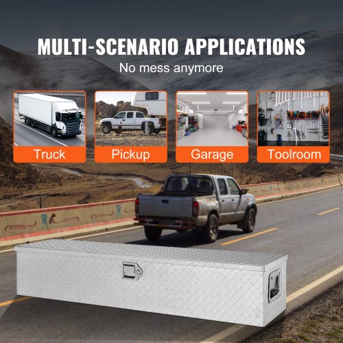 Heavy Duty Aluminum Truck Bed Tool Box Diamond Plate Tool Box with Side