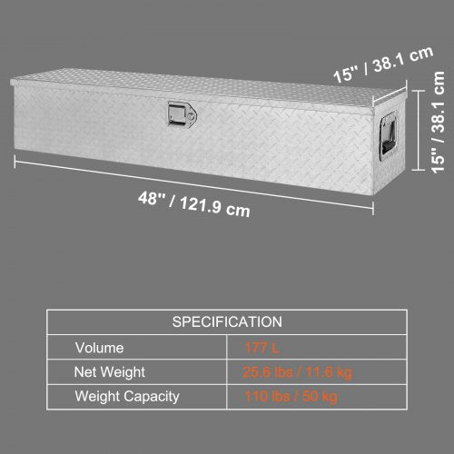 Heavy Duty Aluminum Truck Bed Tool Box Diamond Plate Tool Box with Side