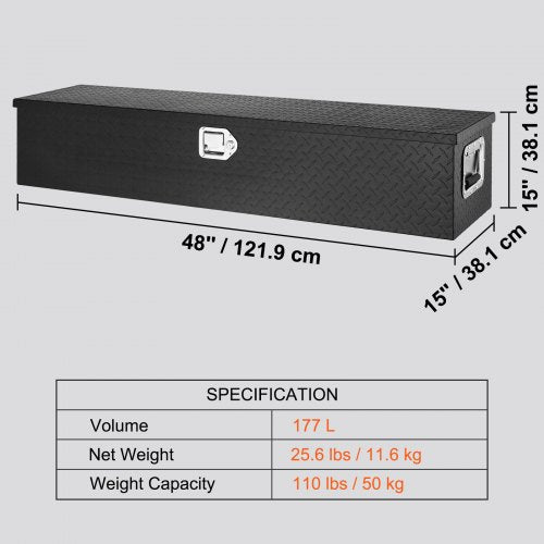 Heavy Duty Aluminum Truck Bed Tool Box Diamond Plate Tool Box with Side