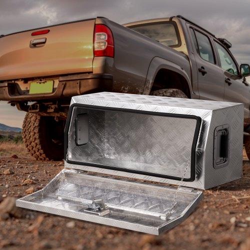 Heavy Duty Aluminum Truck Bed Tool Box Stripes Plated Tool Box with Side 1