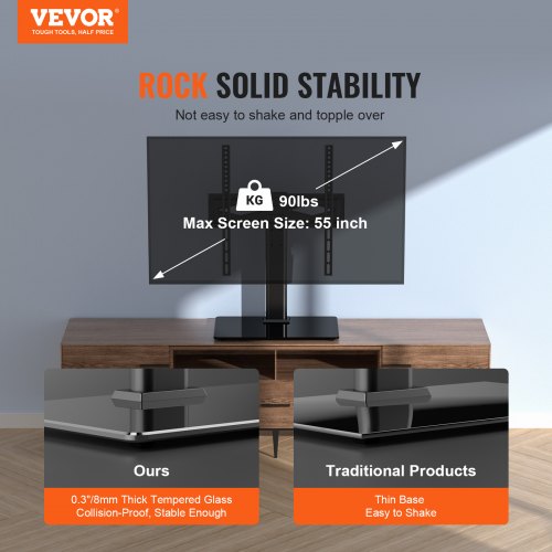 TV Stand Mount Swivel Universal TV Stand for 32 to 55 inch TVs Height