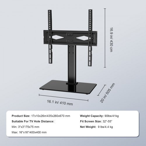 TV Stand Mount Swivel Universal TV Stand for 32 to 55 inch TVs Height
