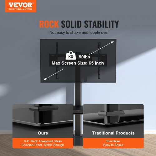 TV Stand Mount Swivel Tall TV Stand for 32 to 65 inch TVs Height