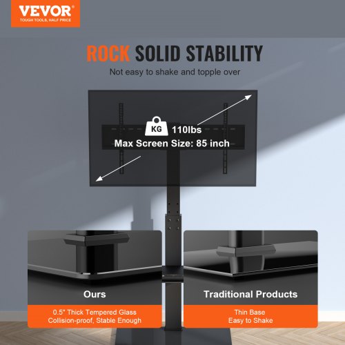 TV Stand Mount Swivel Tall TV Stand for 32 to 85 inch TVs Height