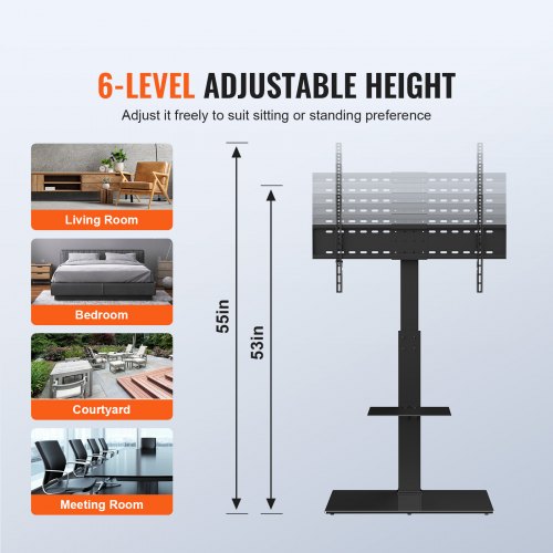 TV Stand Mount Swivel Tall TV Stand for 32 to 85 inch TVs Height