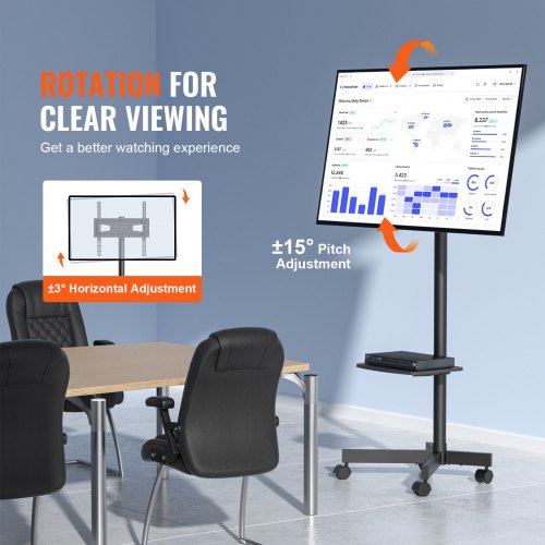 Mobile TV Stand Mobile TV Cart for 23 to 60 inch TVs Height Adjustable