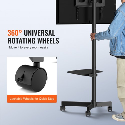 Mobile TV Stand Mobile TV Cart for 23 to 60 inch TVs Height Adjustable