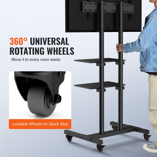 Mobile TV Stand Mobile TV Cart for 32 to 70 inch TVs Height Adjustable