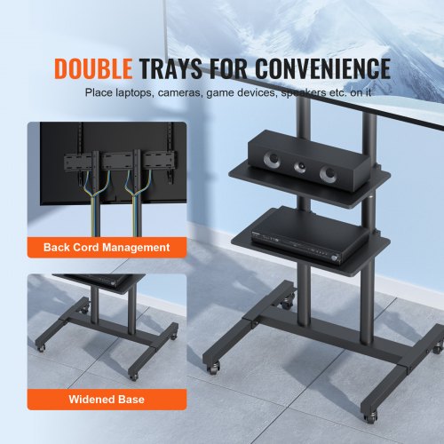Mobile TV Stand Mobile TV Cart for 32 to 70 inch TVs Height Adjustable